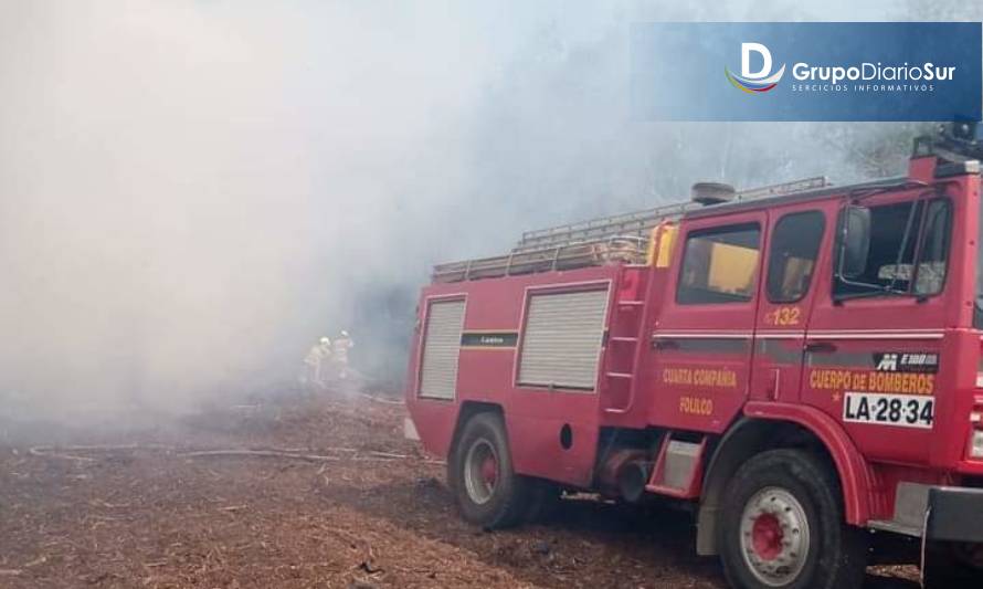 Bomberos trabaja en incendio de pastizales en Punahue