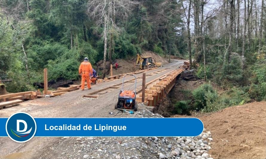 Municipalidad laguina señala que este miércoles debiera estar terminado el puente Monteverde